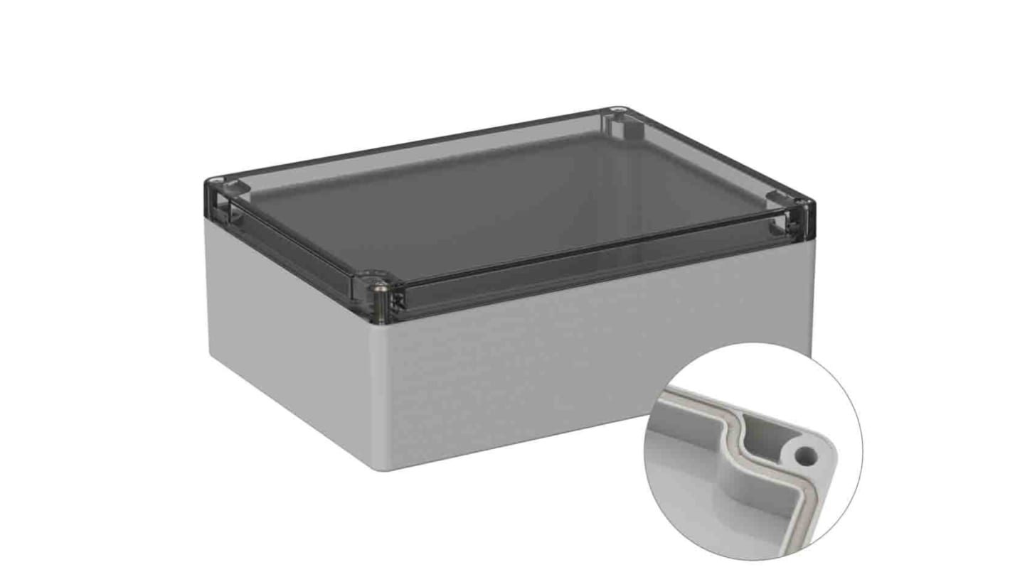 Caja de uso general RS PRO de Policarbonato Gris, 150 x 200 x75mm, IP66