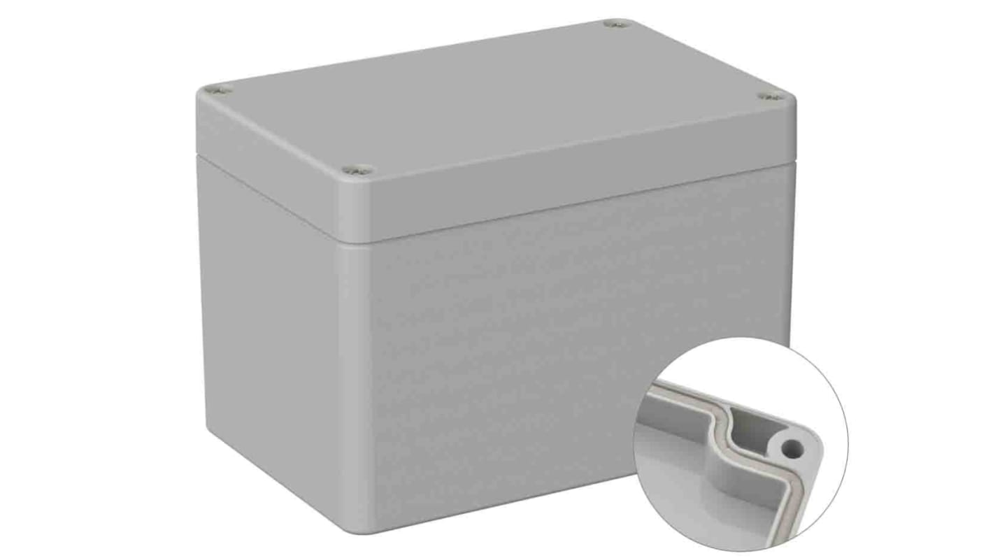 RS PRO Grey Polycarbonate General Purpose Enclosure, IP66, IK07, Grey Lid, 80 x120 x85mm