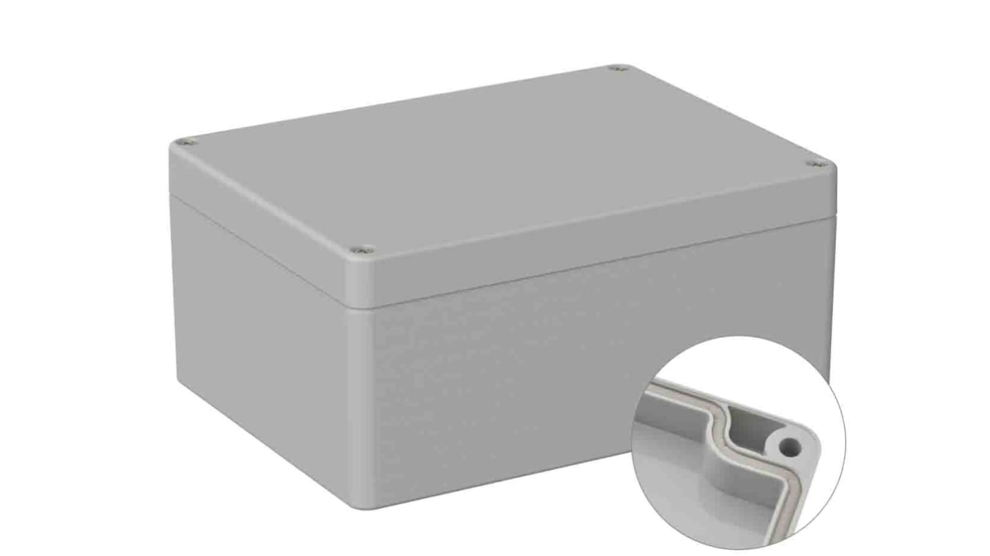 RS PRO Grey Polycarbonate General Purpose Enclosure, IP66, IK07, Grey Lid, 120 x 160 x 75mm