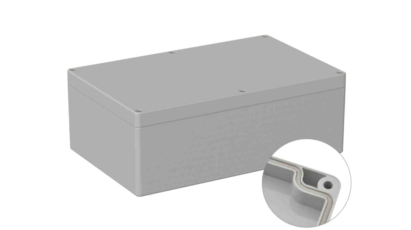 RS PRO Grey Polycarbonate General Purpose Enclosure, IP66, IK07, Grey Lid, 160 x 250 x 90mm