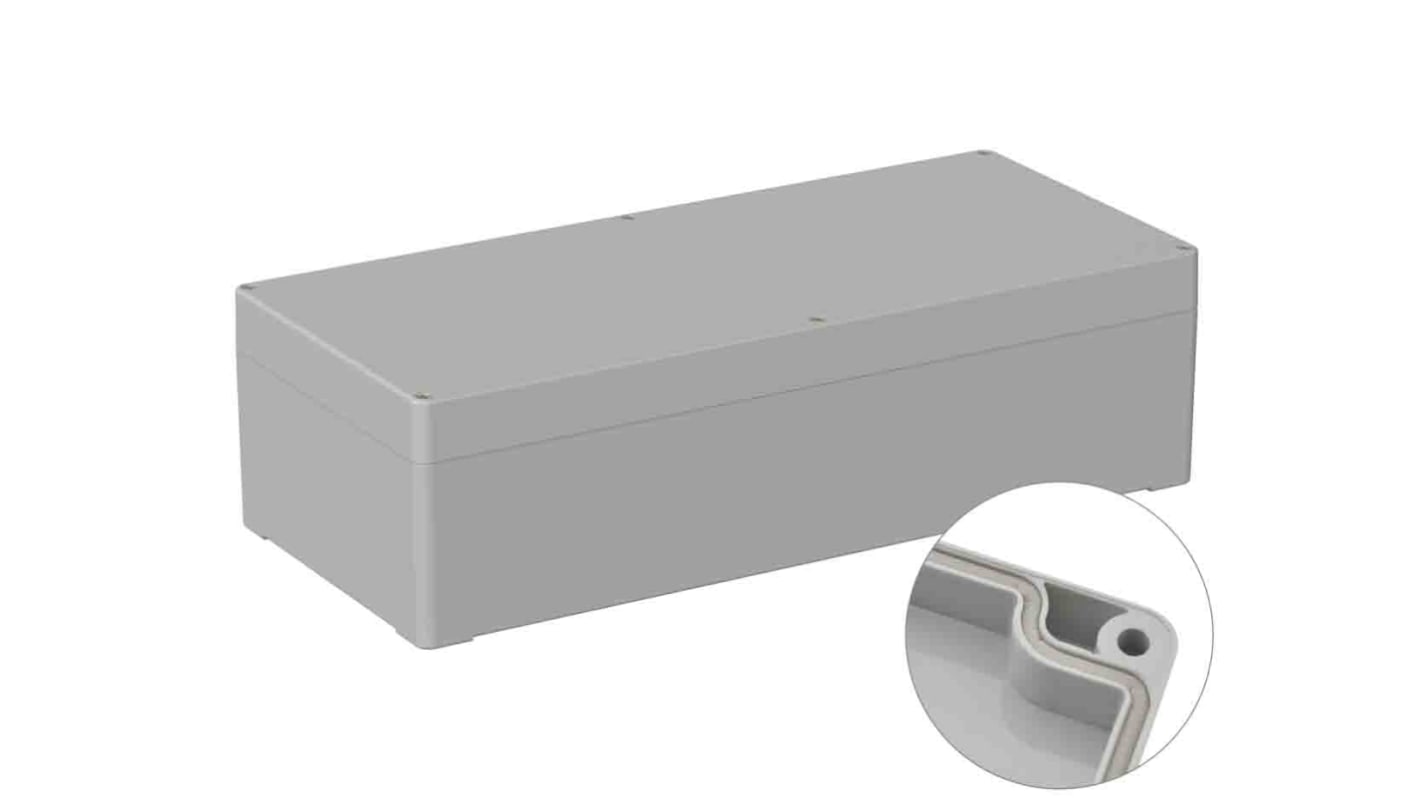 RS PRO Grey Polycarbonate General Purpose Enclosure, IP66, IK07, Grey Lid, 160 x 360 x 100mm