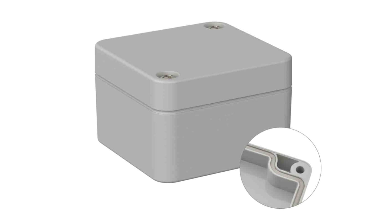 RS PRO Grey ABS General Purpose Enclosure, IP66, IK07, Grey Lid, 50 x 52 x 35mm