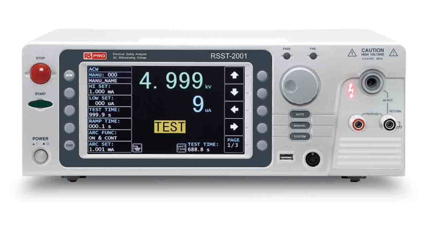 Comprobador de aislamiento RS PRO RSST-2001, 1200V, CAT I