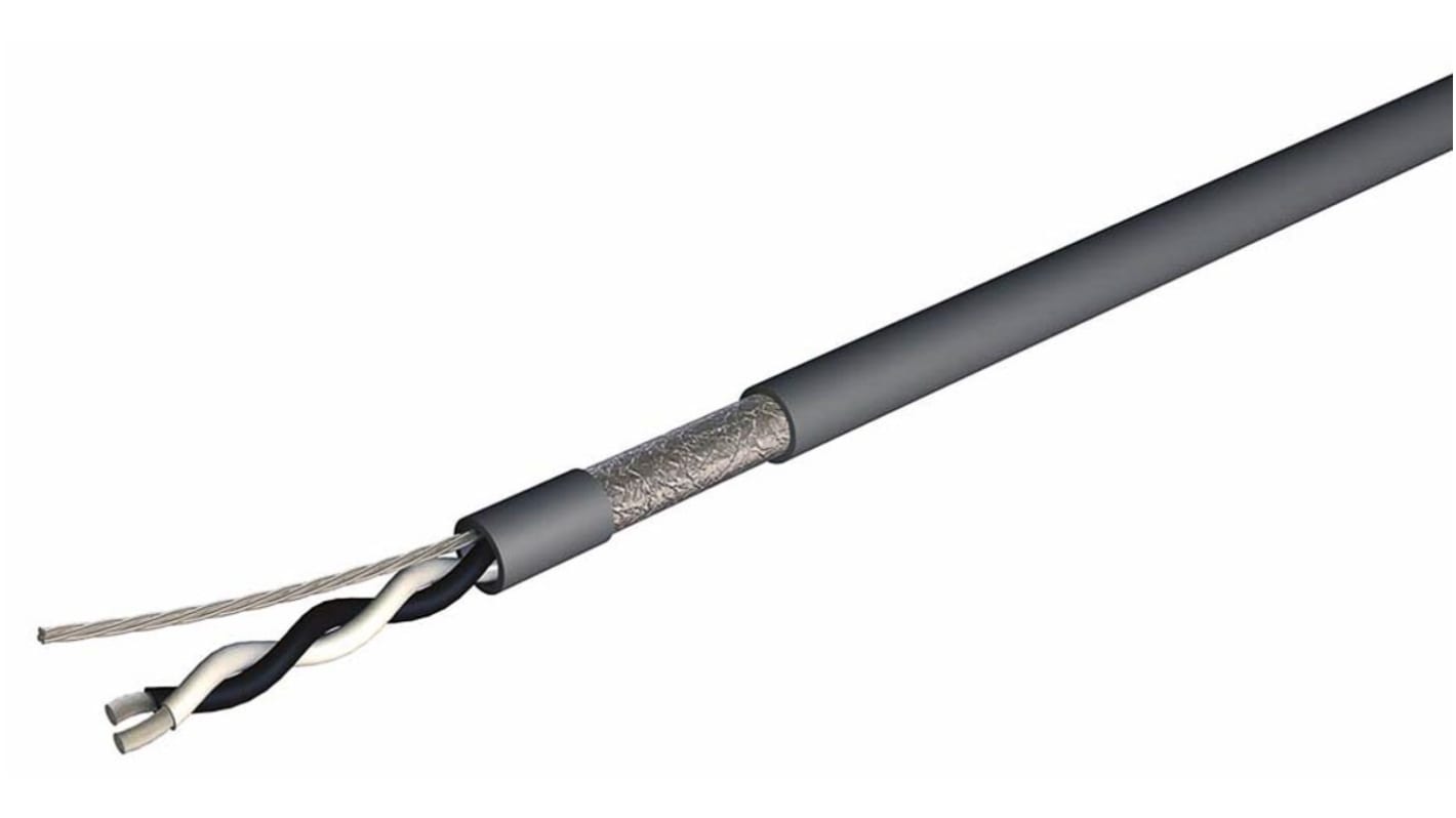 RS PRO Data Cable, 2 Cores, 0.34 mm², Screened, 22 AWG, 100m, Screened Shield