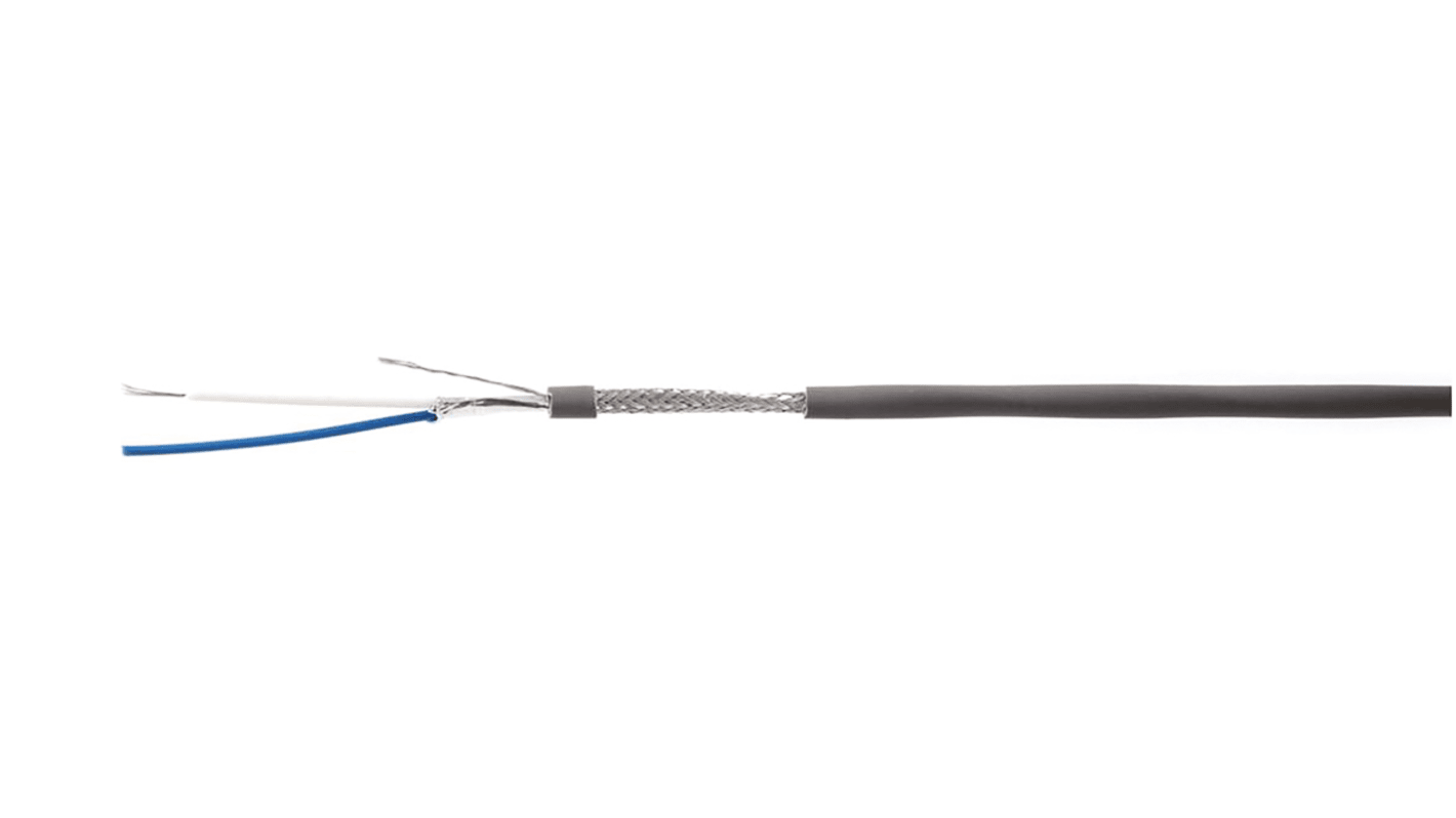 RS PRO Data Cable, 1 Pairs, 2 Cores, 0.22 mm², Screened, 24 AWG, 100m, Screened Shield