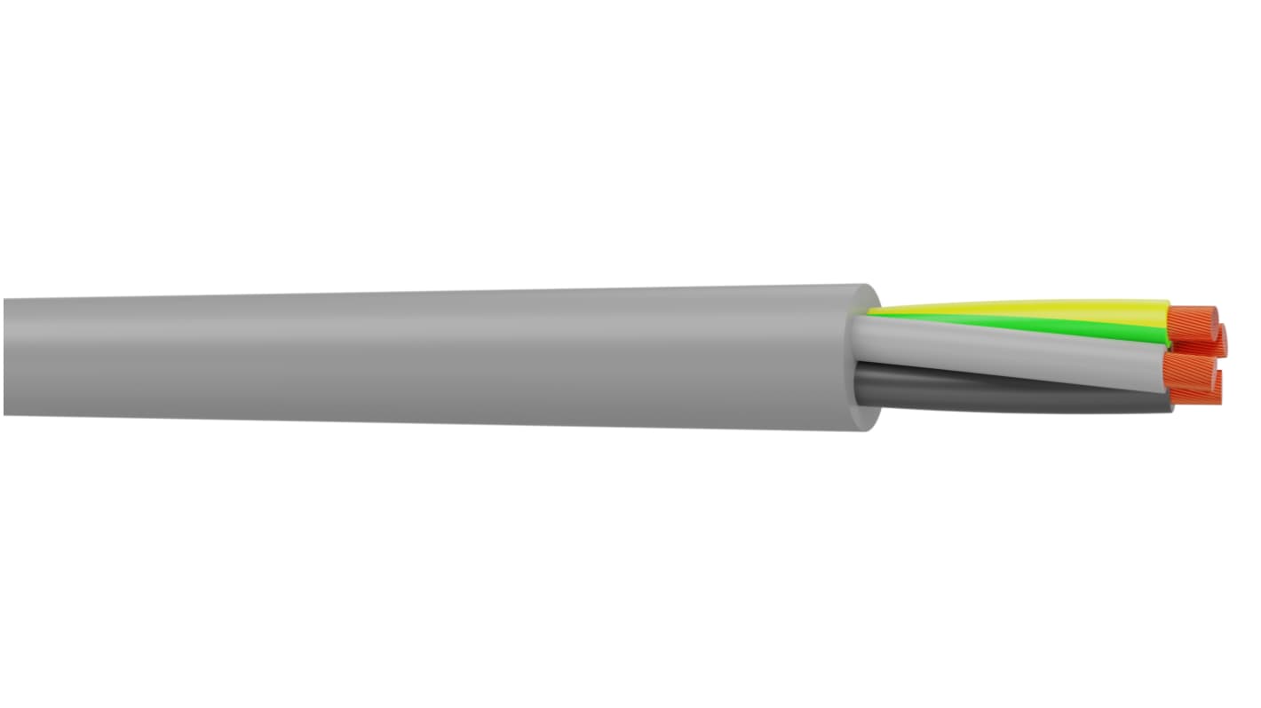AXINDUS H05VVF, H05VVF, 50m 4 Core, Grey PVC Power Cable +70°C