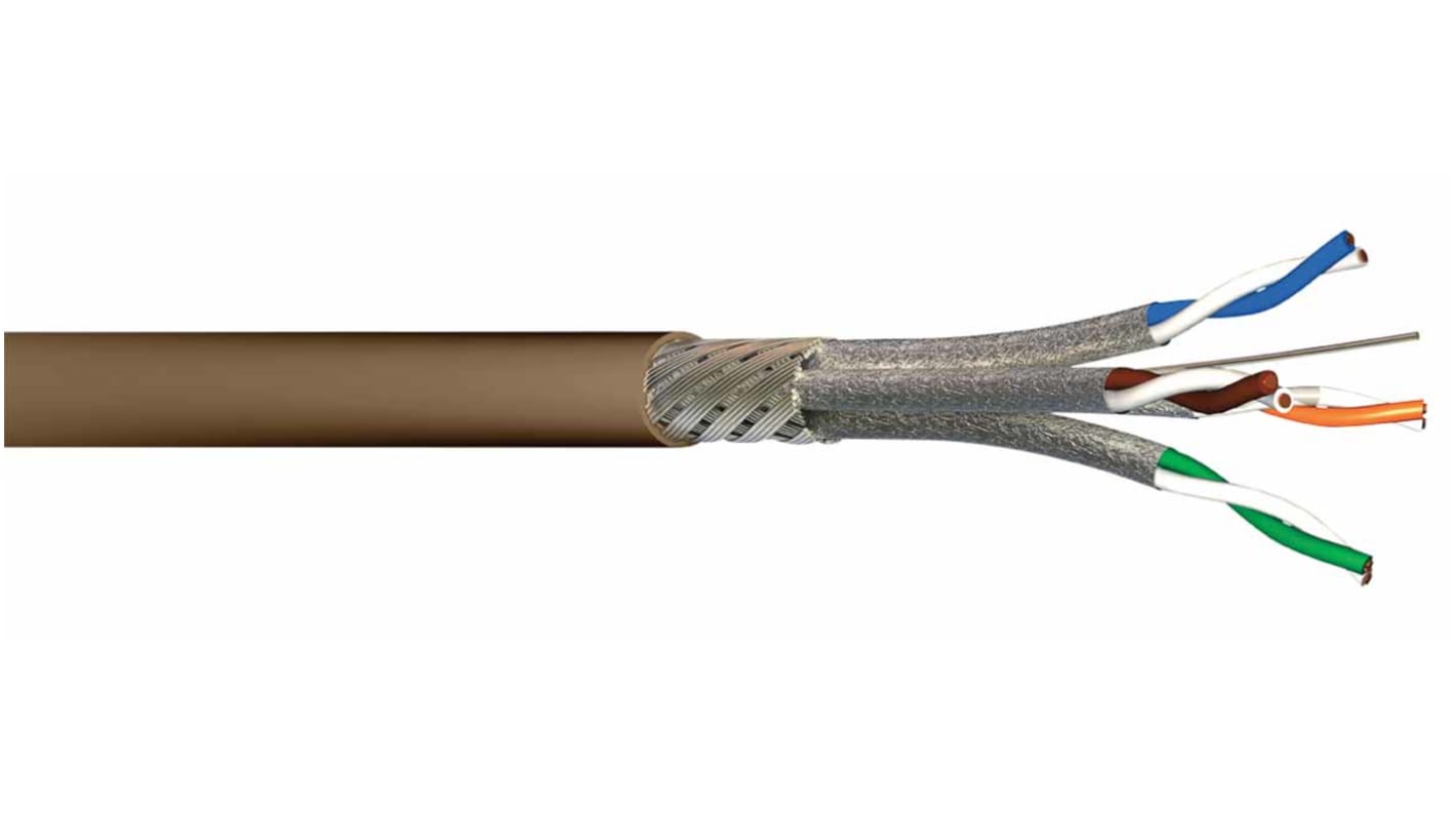 CAE Groupe Cat7a Ethernet Cable, S/FTP, Brown LSZH Sheath, 100m, Low Smoke Zero Halogen (LSZH)