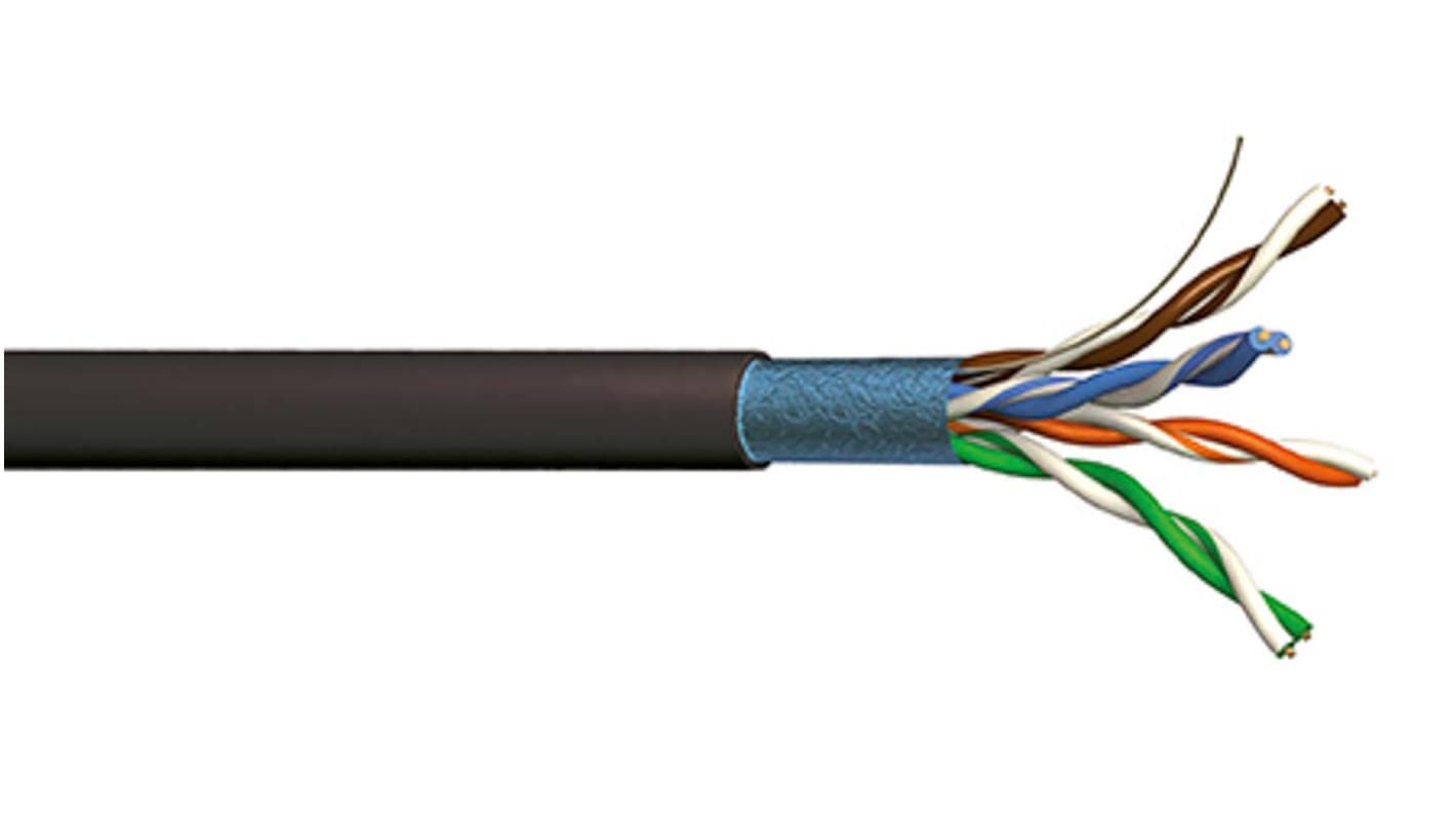 Cable Ethernet Cat6 F/UTP S2Ceb-Groupe Cae de color Negro, long. 100m, funda de PVC, IEC 61156-6