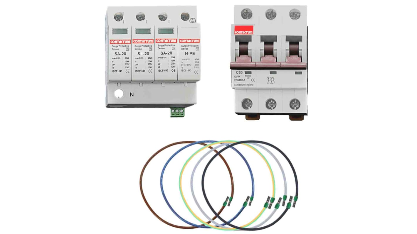 Protezione da sovracorrente DDB-T2S4031KIT, 3 fasi, max 40kA, per guida DIN Kit limitatore di sovratensione