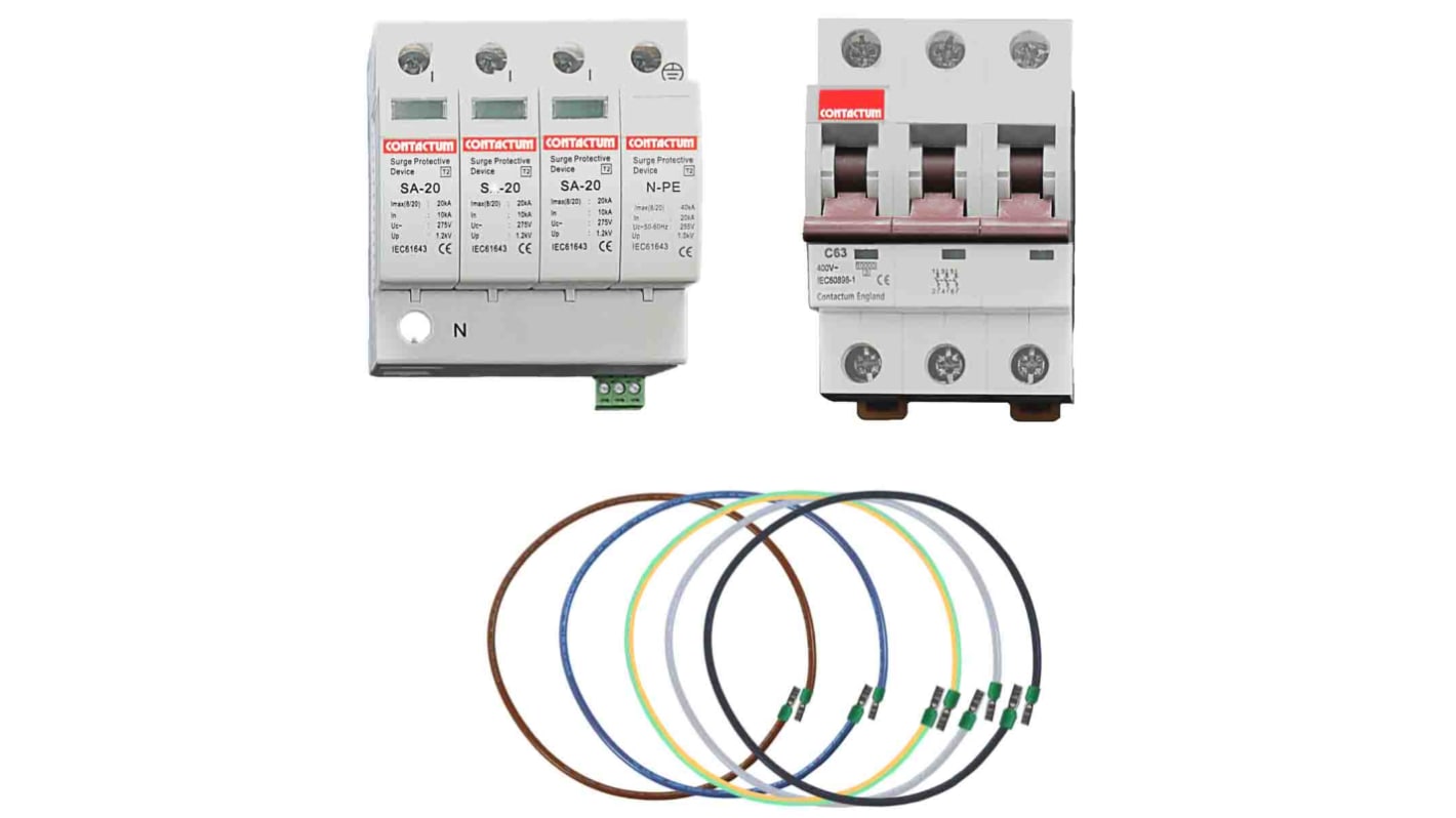 Contactum 3 Phase Surge Protector, 40kA, DIN Rail Mount