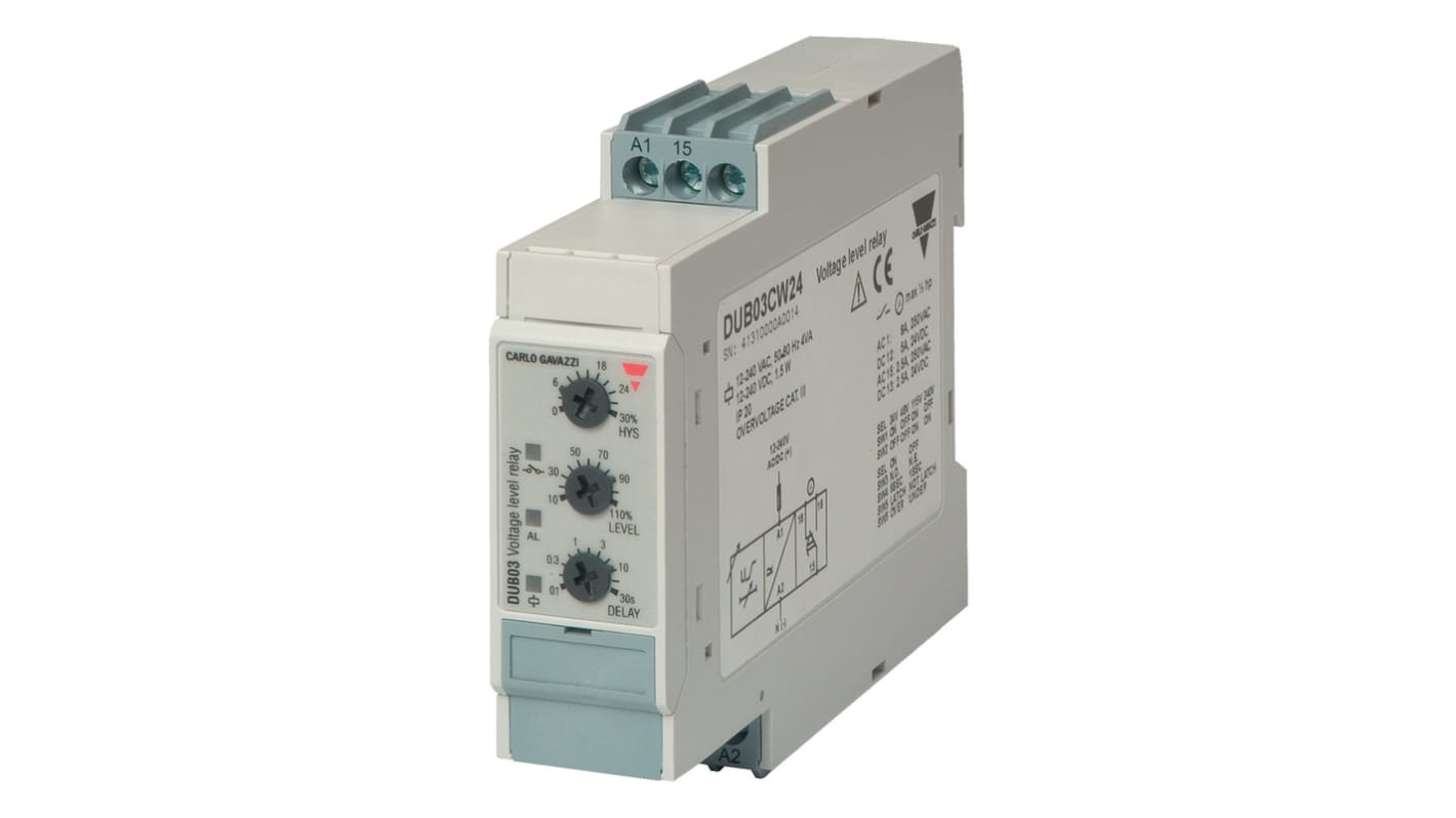 Carlo Gavazzi Voltage Monitoring Relay, 1 Phase, SPDT