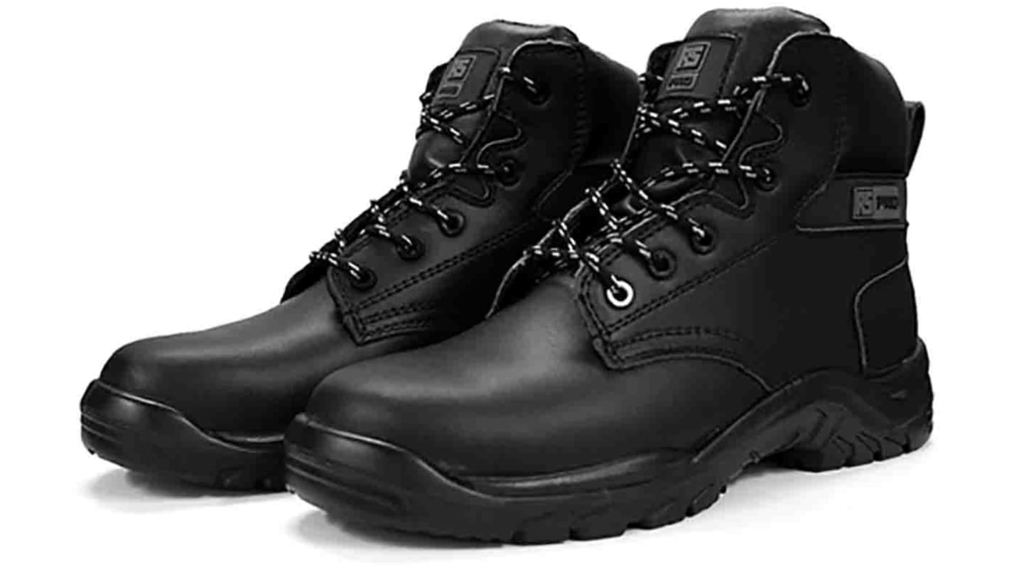 RS PRO Black Fibreglass Toe Capped Men's Ankle Safety Boots, UK 12, EU 47