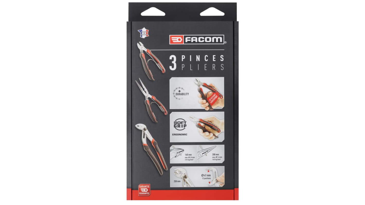 Facom CPE.A5PB 3-Piece Plier Set, Straight Tip