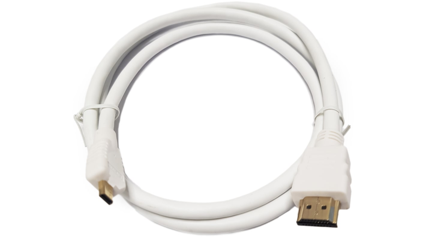 Okdo 树莓派连接线, HDMI 转微型 HDMI 电缆, 1m长, 白色