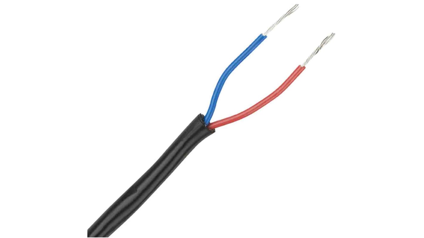RS PRO 2芯非屏蔽线 0.5 mm² 数据电缆, 20 AWG, PVC黑色护套