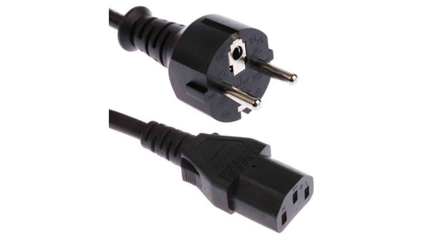 RS PRO IEC C13 Socket to CEE 7/7 Plug Power Cord, 3m