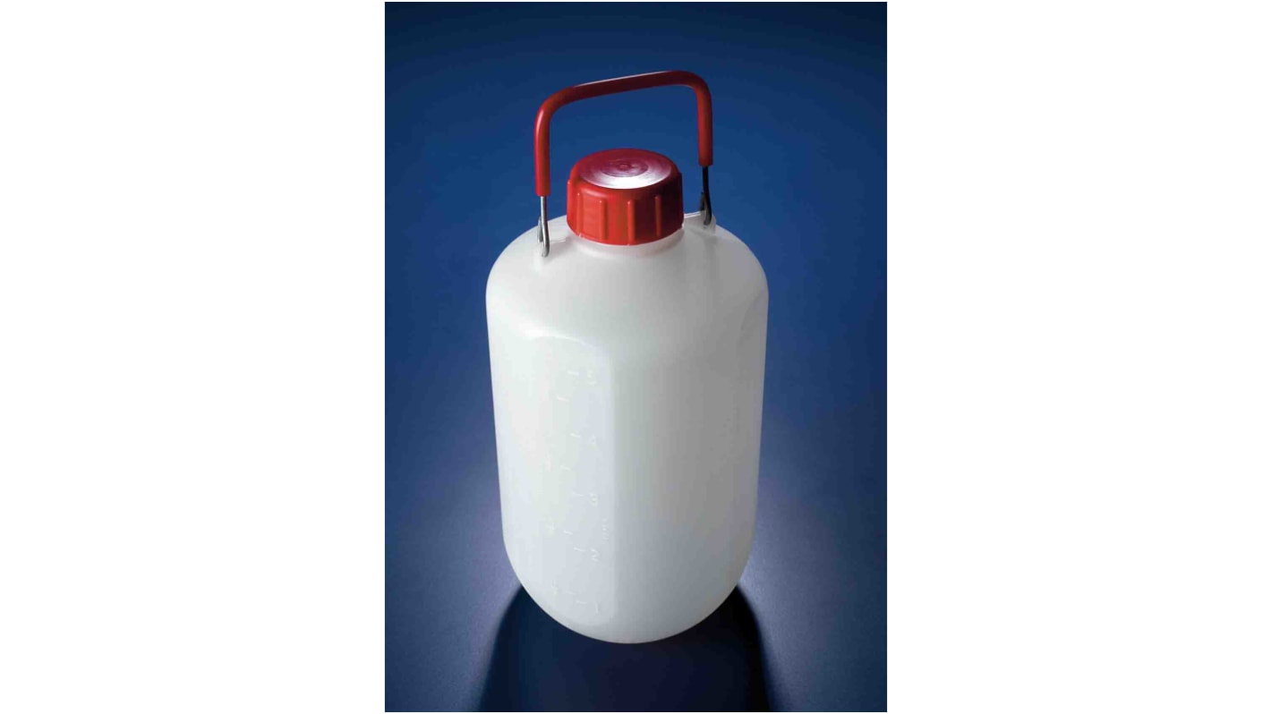 RS PRO HDPE Laborflasche 5L, Ø 170mm Ballonflasche Weithalsig mit Skalenteilung