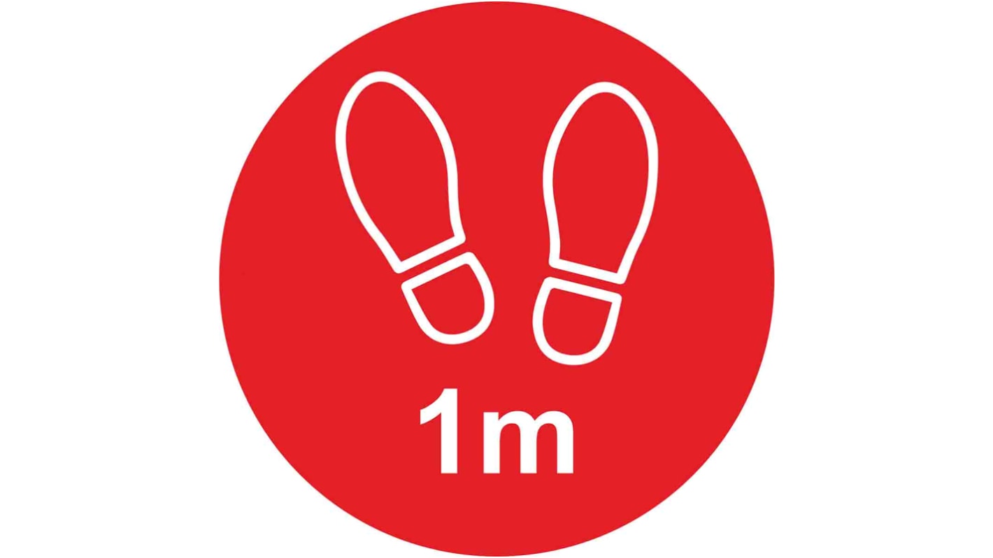 RS PRO Vinyl  Social Distancing 1m Apart Floor Sign, Self-Adhesive 200mm