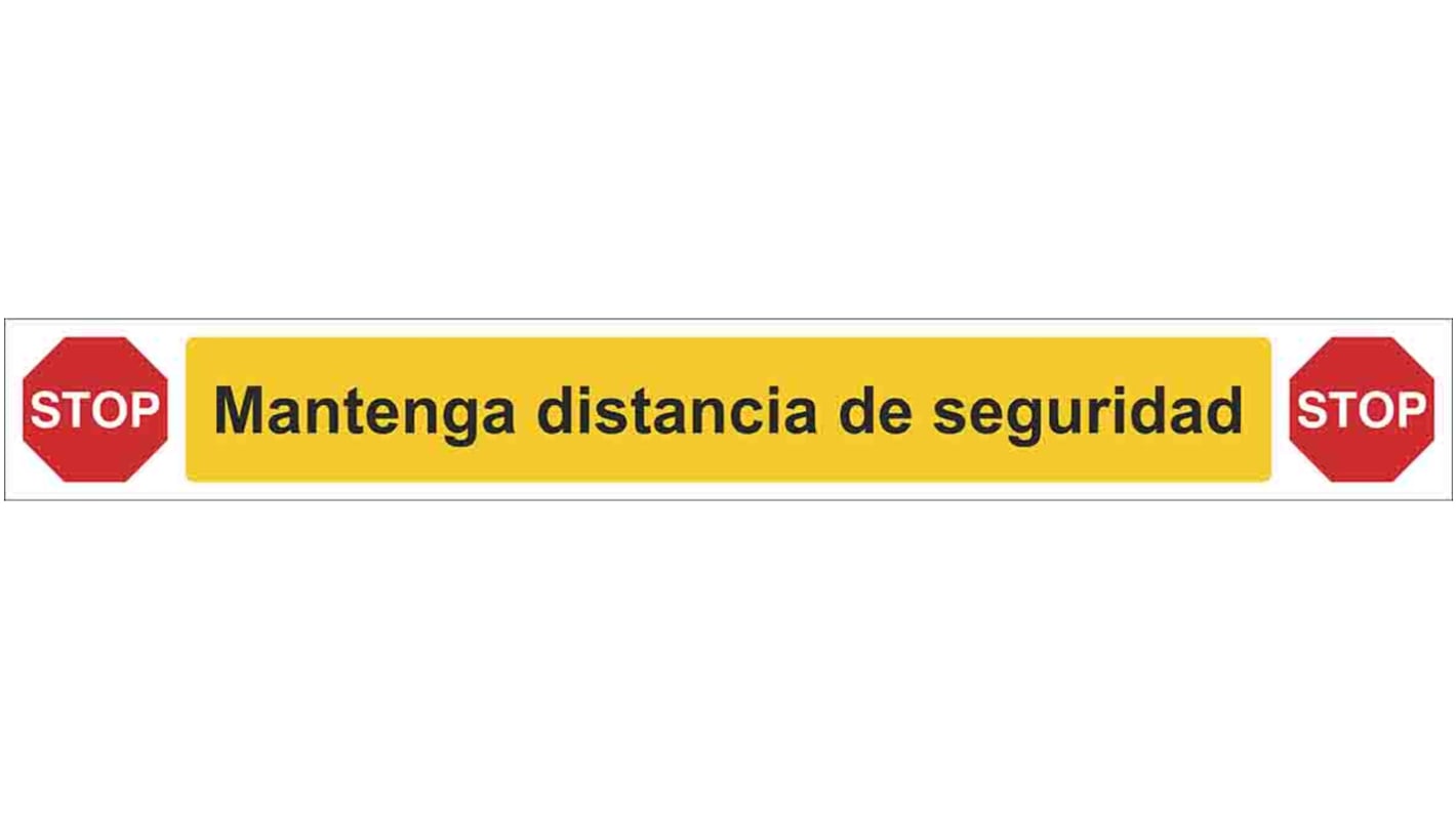 Panneau obligation, avec pictogramme : Respecter la distance sociale "Mantenga distencia de seguridad", Auto-adhésif,