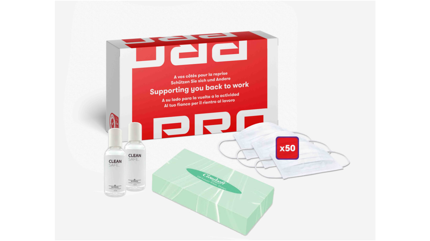 RS PRO White Polyethylene Back to Work Hygiene Kit 3 Ply, for General Purpose, One Size