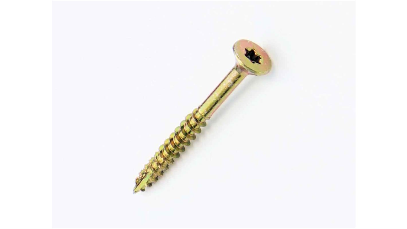 UNIFIX VORTEX Torx Countersunk Steel Wood Screw, Yellow Passivated, Zinc Plated, NA, 5mm Thread, 3.54in Length, 90mm