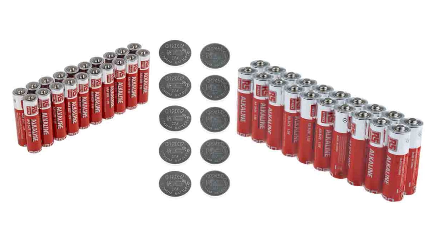Kit de baterías alcalina, RS PRO, 1.5V, 3.1Ah