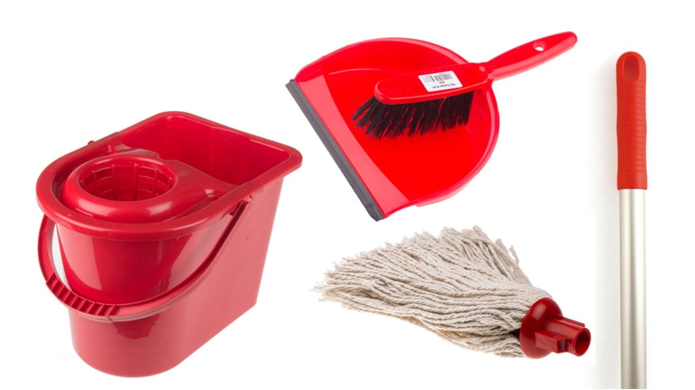 Kit ustensilios de limpieza Rojo RS PRO, para