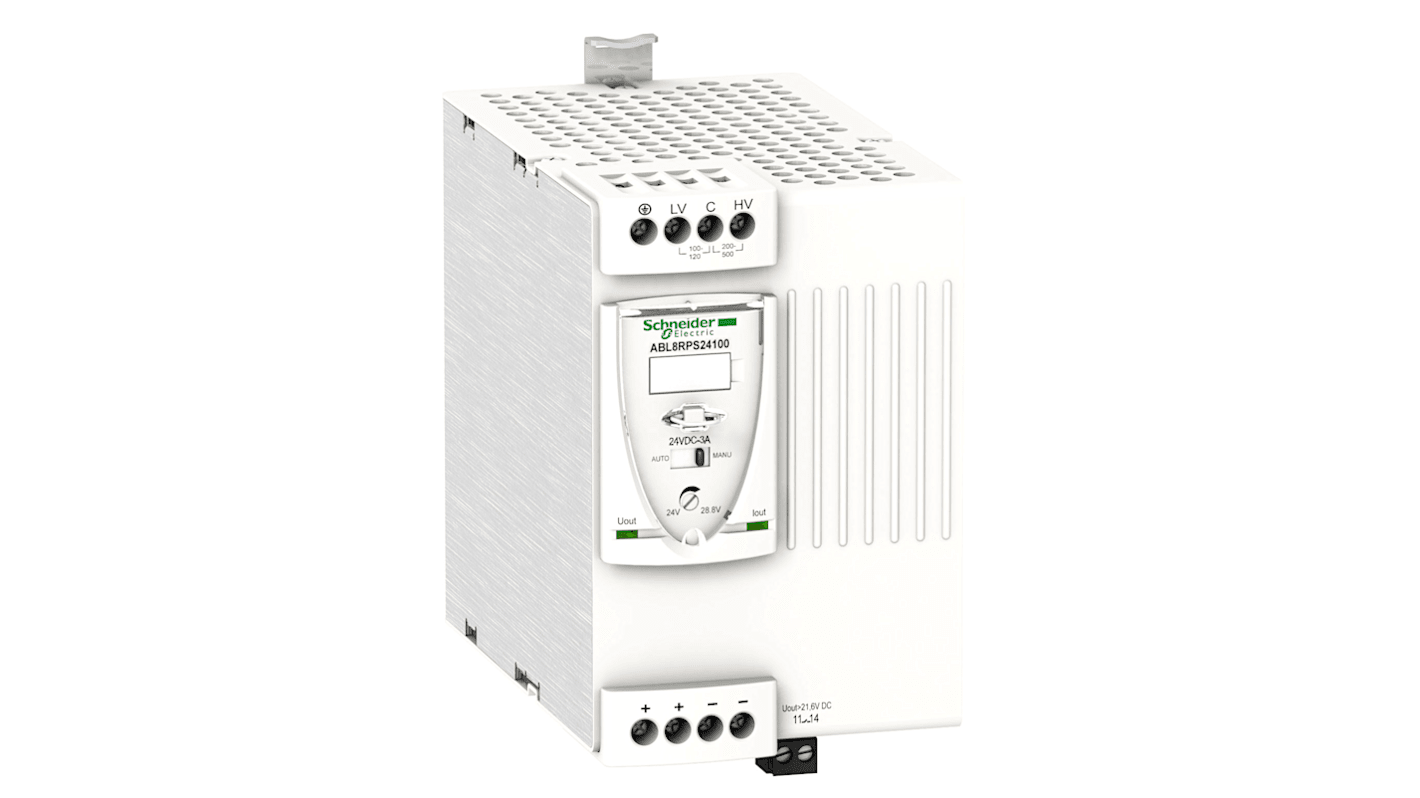 Schneider Electric 开关模式导轨电源, 24V 直流 10A输出, 240W, 100 → 240V 交流输入, 1, 2相, ABL8系列