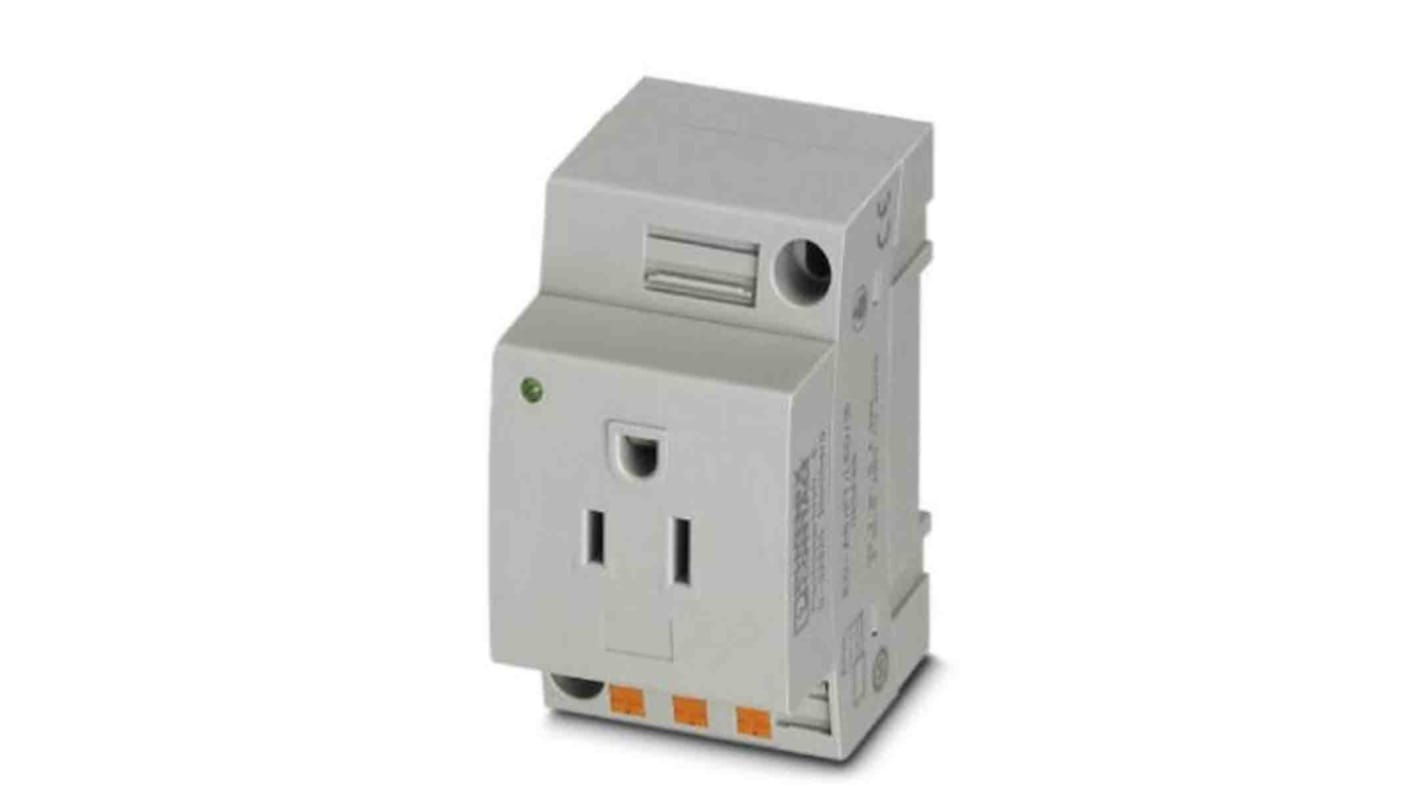 Phoenix Contact USA Mains Sockets, 15A, DIN Rail, 125 V