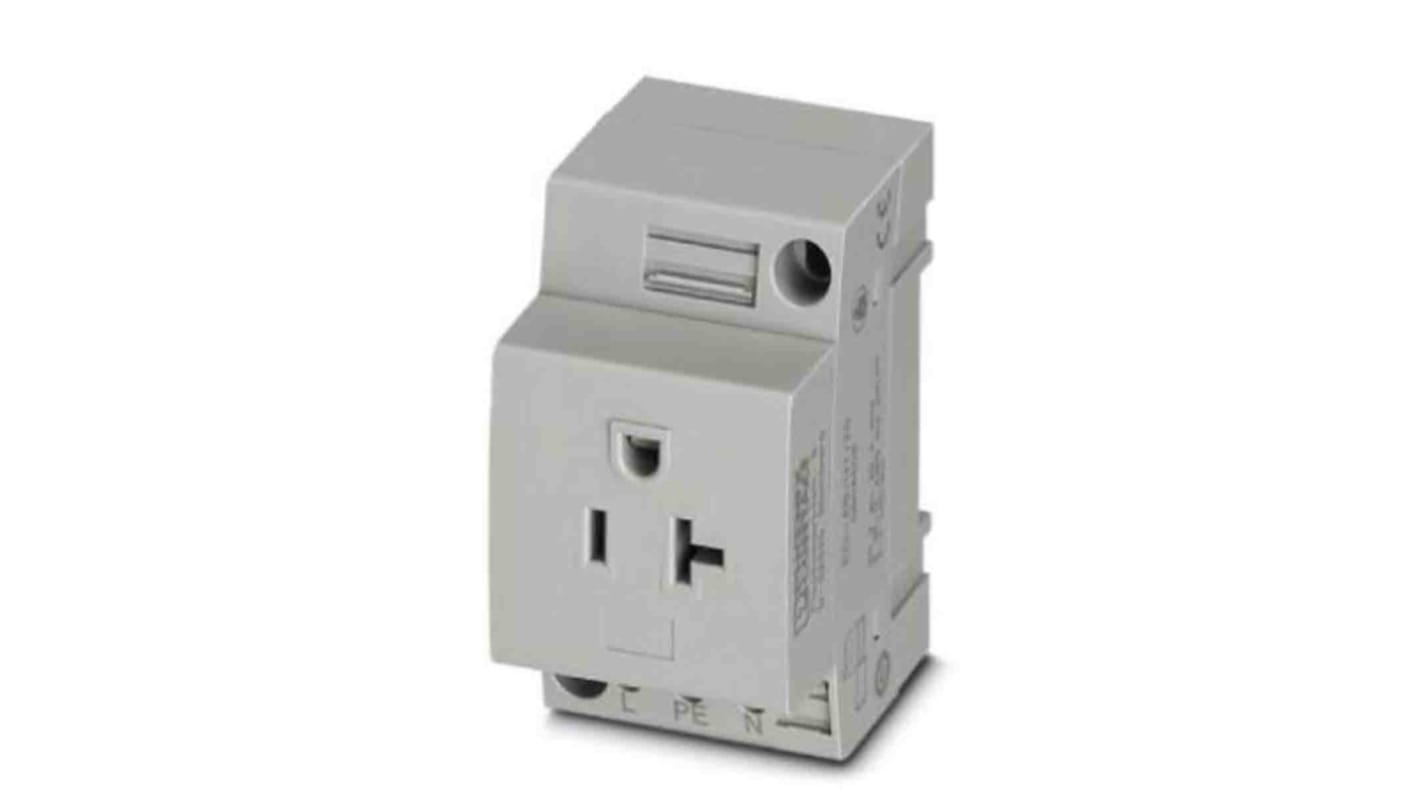 Phoenix Contact USA Mains Sockets, 20A, DIN Rail, 125 V