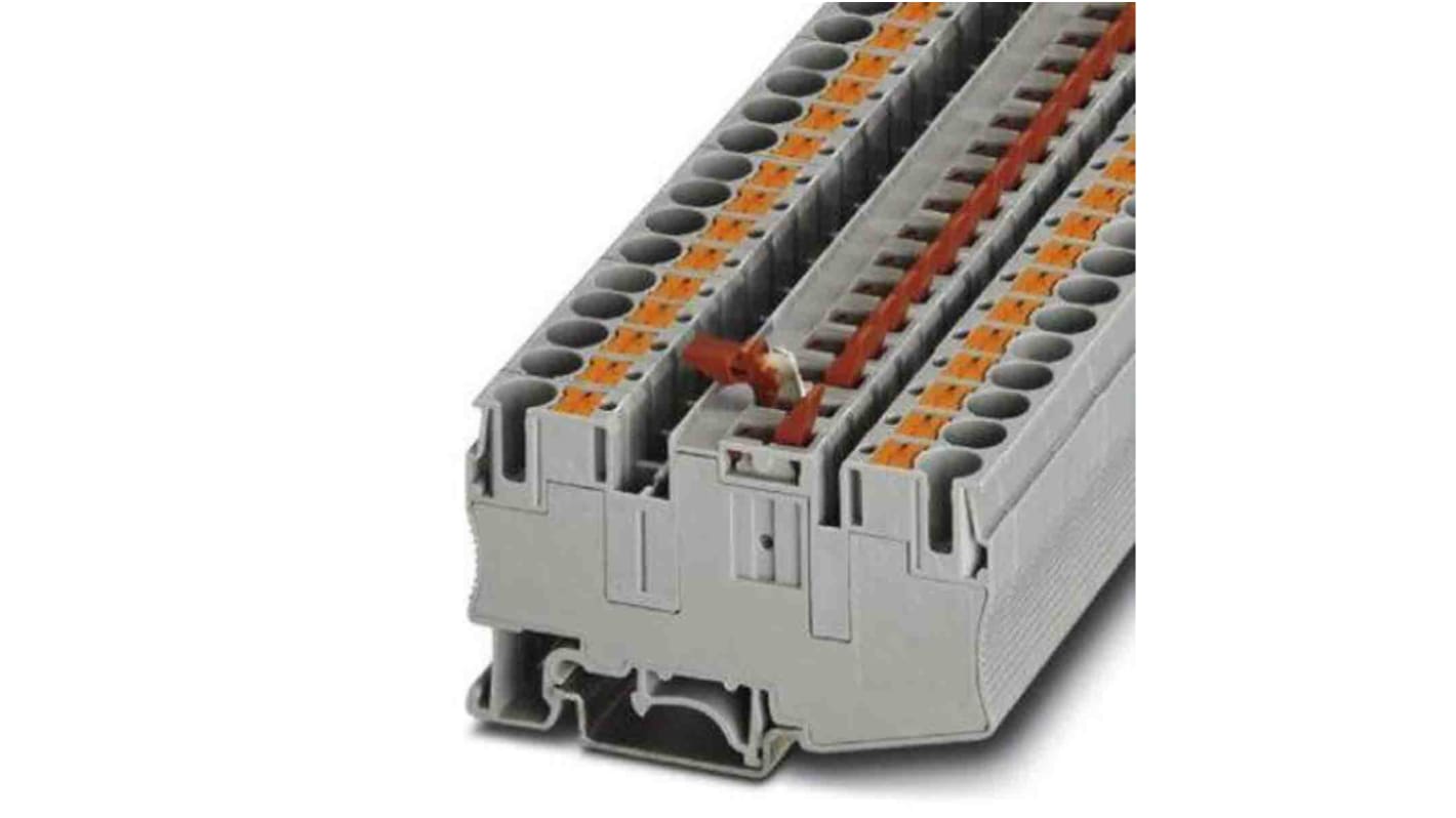 Phoenix Contact PT Series Grey Knife Disconnect Terminal Block, Push In Termination