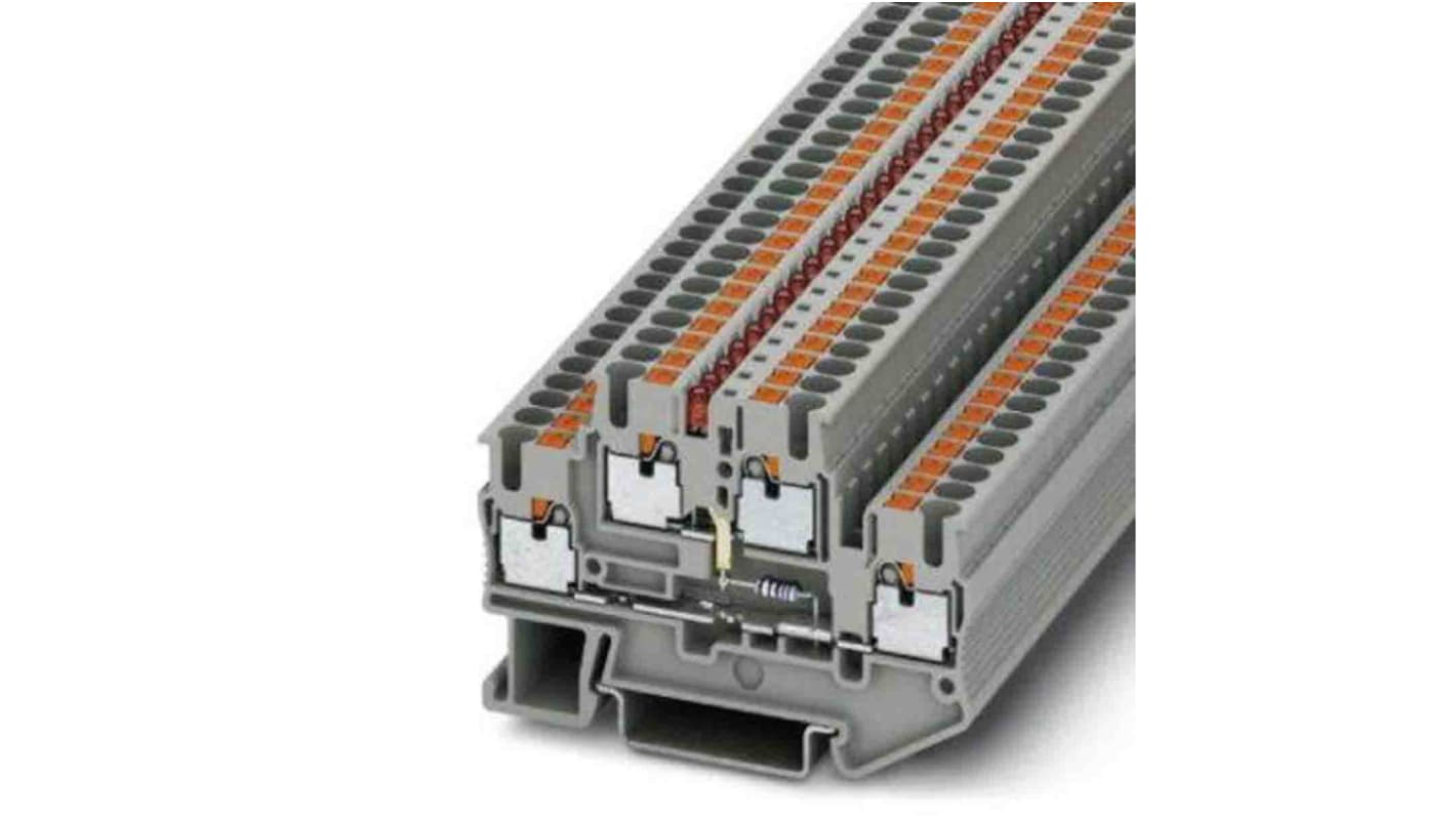 Phoenix Contact 3211469 PTTB Series Grey, Push In Termination