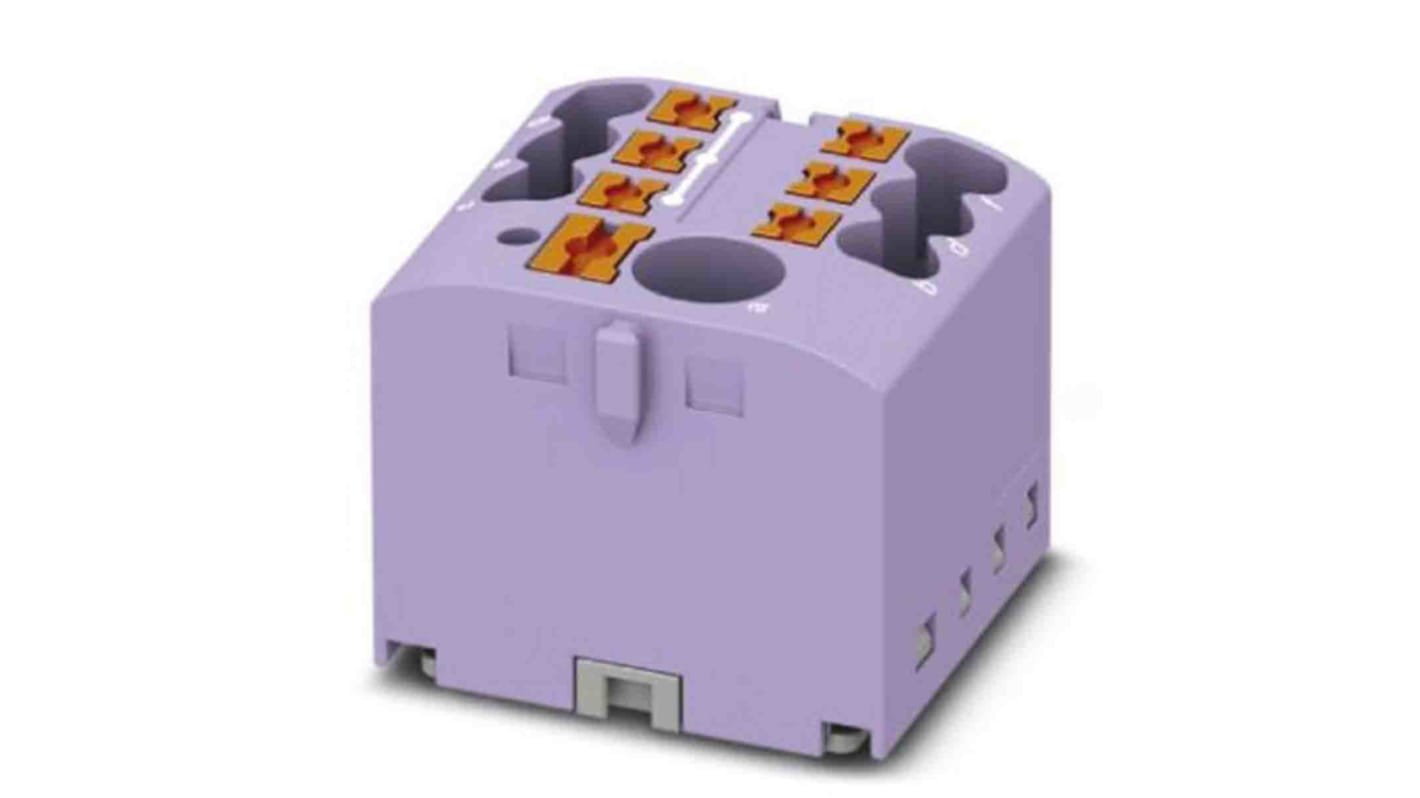 Phoenix Contact Distribution Block, 7 Way, 0.14 → 4mm², 24A, 450 V, Violet