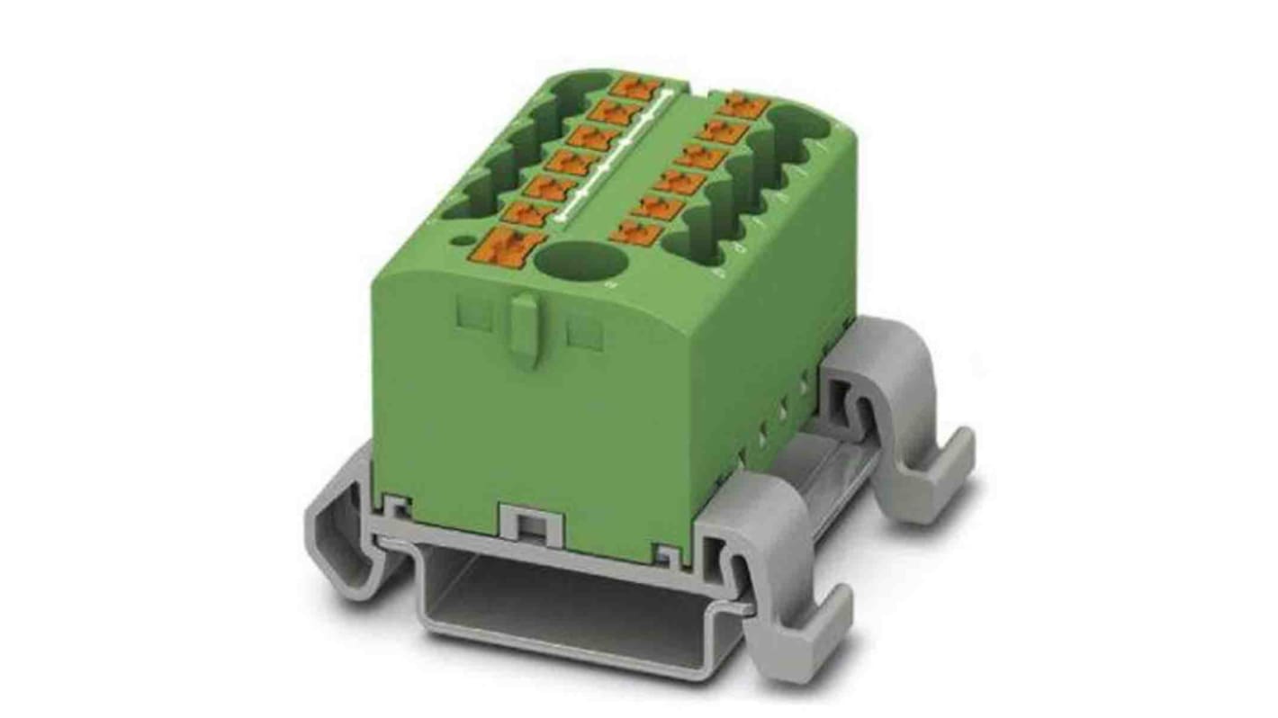Phoenix Contact Distribution Block, 13 Way, 4mm², 24A, 690 V, Green