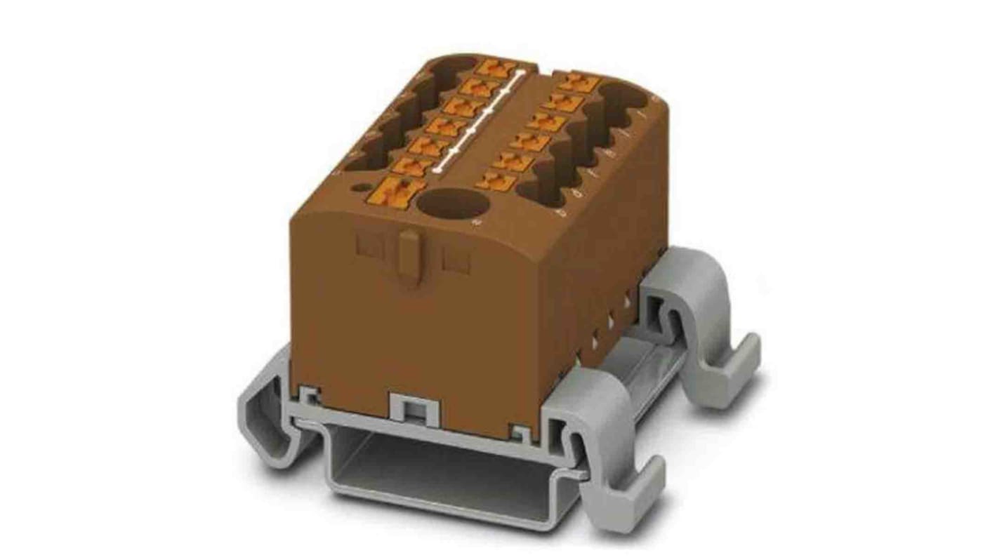 Phoenix Contact Distribution Block, 13 Way, 4mm², 24A, 690 V, Brown