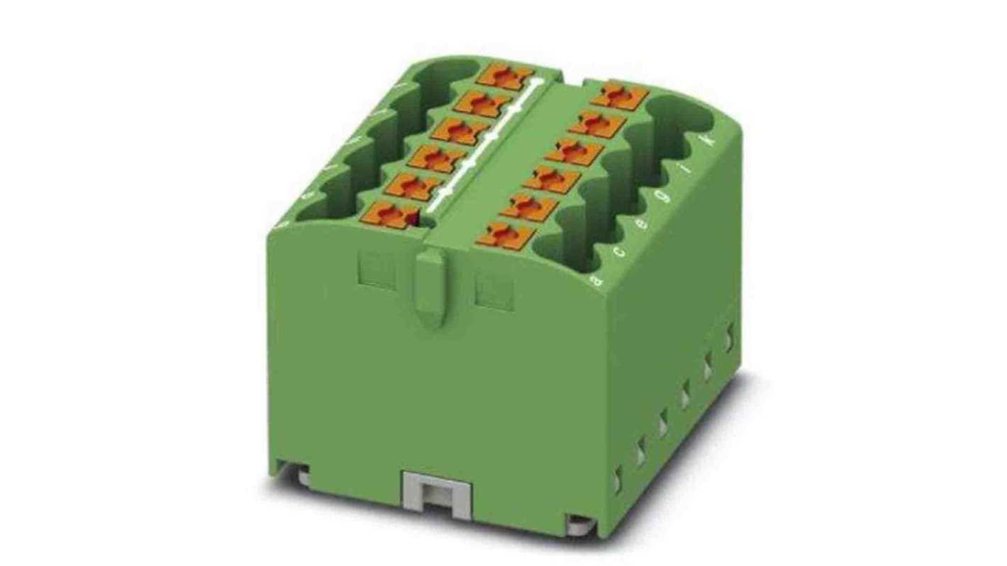 Phoenix Contact Distribution Block, 12 Way, 4mm², 24A, 450 V, Green