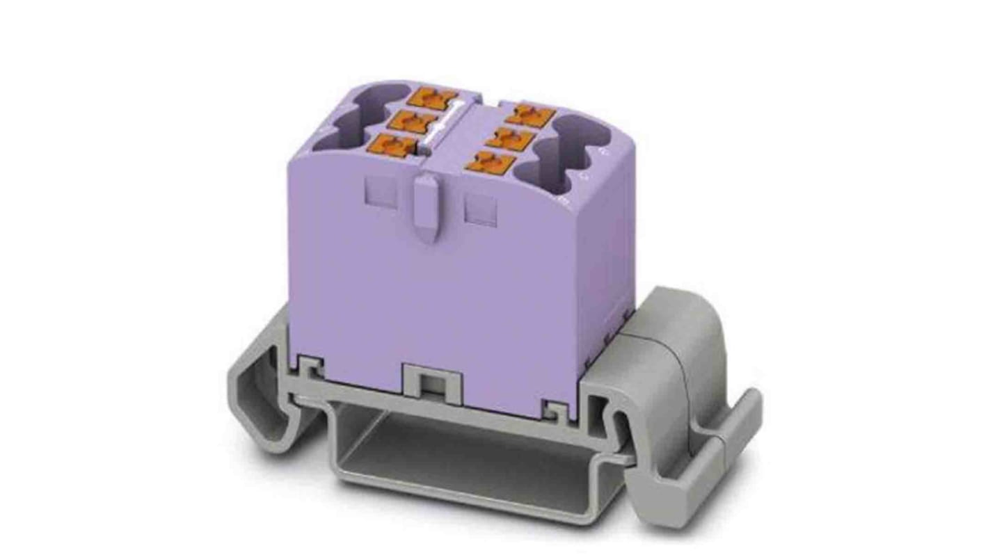 Phoenix Contact Distribution Block, 6 Way, 4mm², 24A, 690 V, Violet