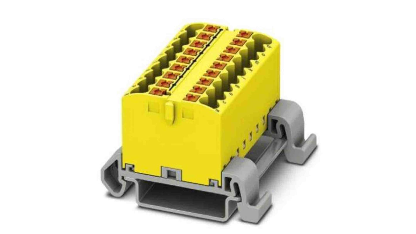 Bloc de distribution Phoenix Contact 18 voies, raccordement Enfichable, section de fils 12 AWG, 24A, 690 V