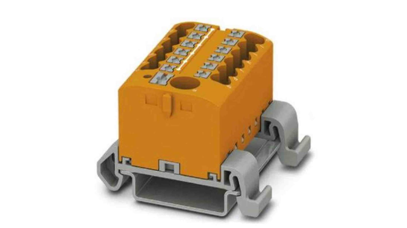 Phoenix Contact Distribution Block, 13 Way, 4mm², 24A, 690 V, Orange