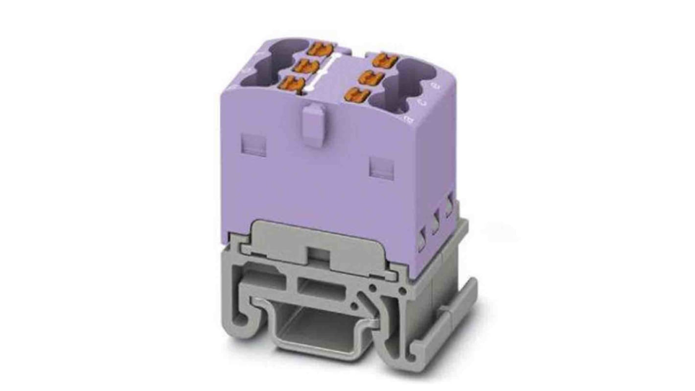 Bloque de distribución, 6 vías, 17.5A, 500 V