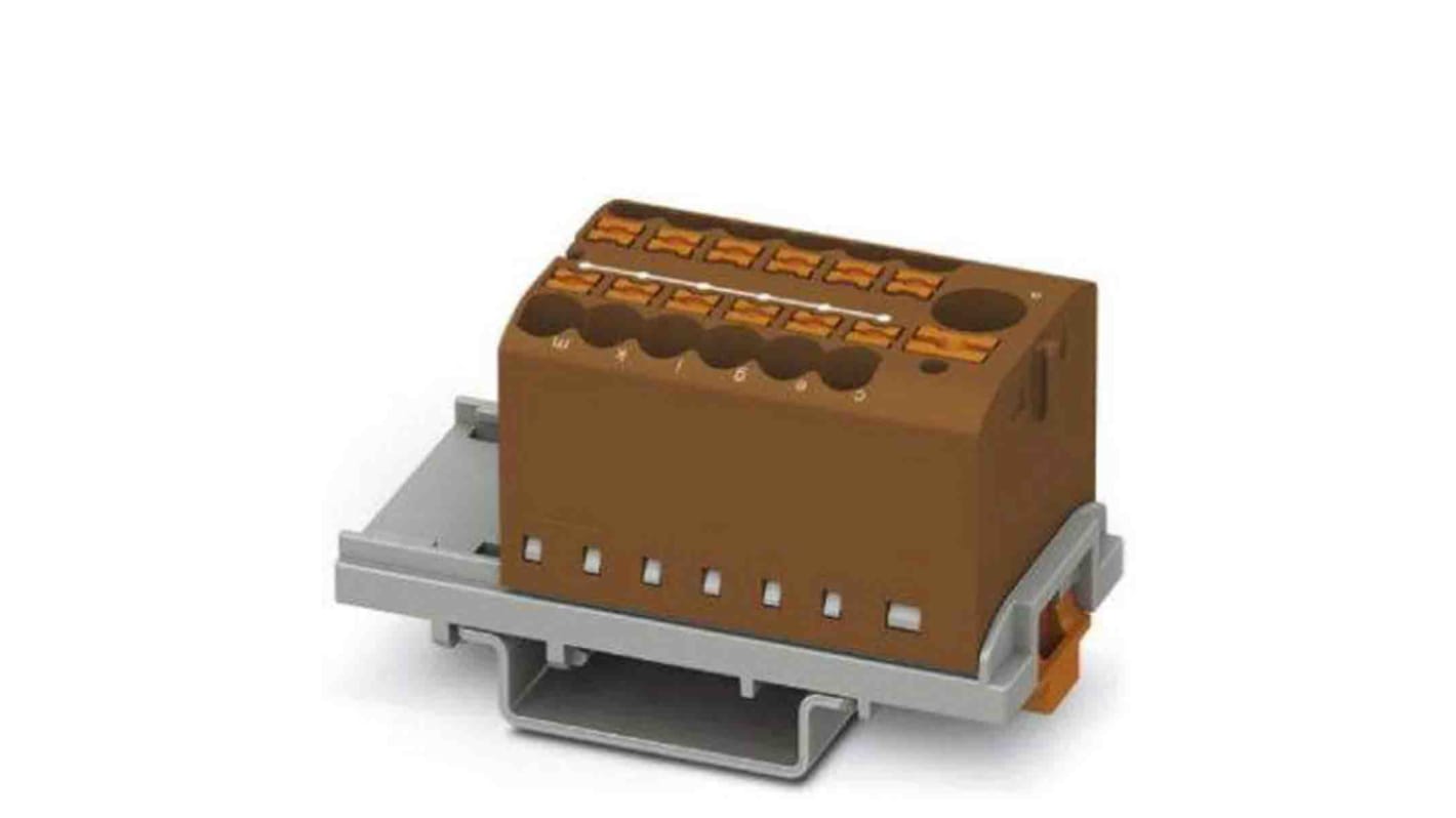 Phoenix Contact Distribution Block, 13 Way, 4mm², 24A, 690 V, Brown