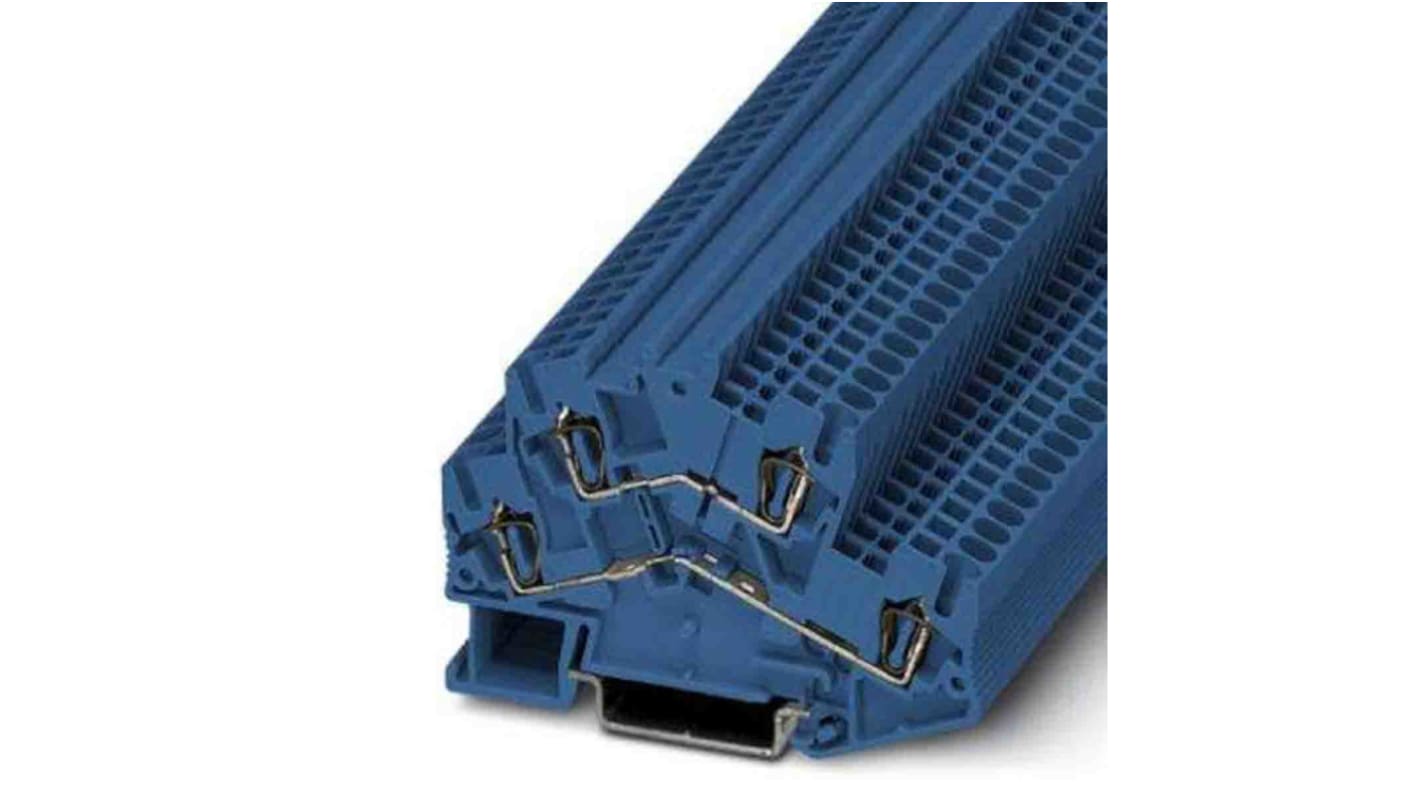 Bloc de jonction rail DIN sans fusible Phoenix Contact STTBS, Fixation à ressort, Bleu