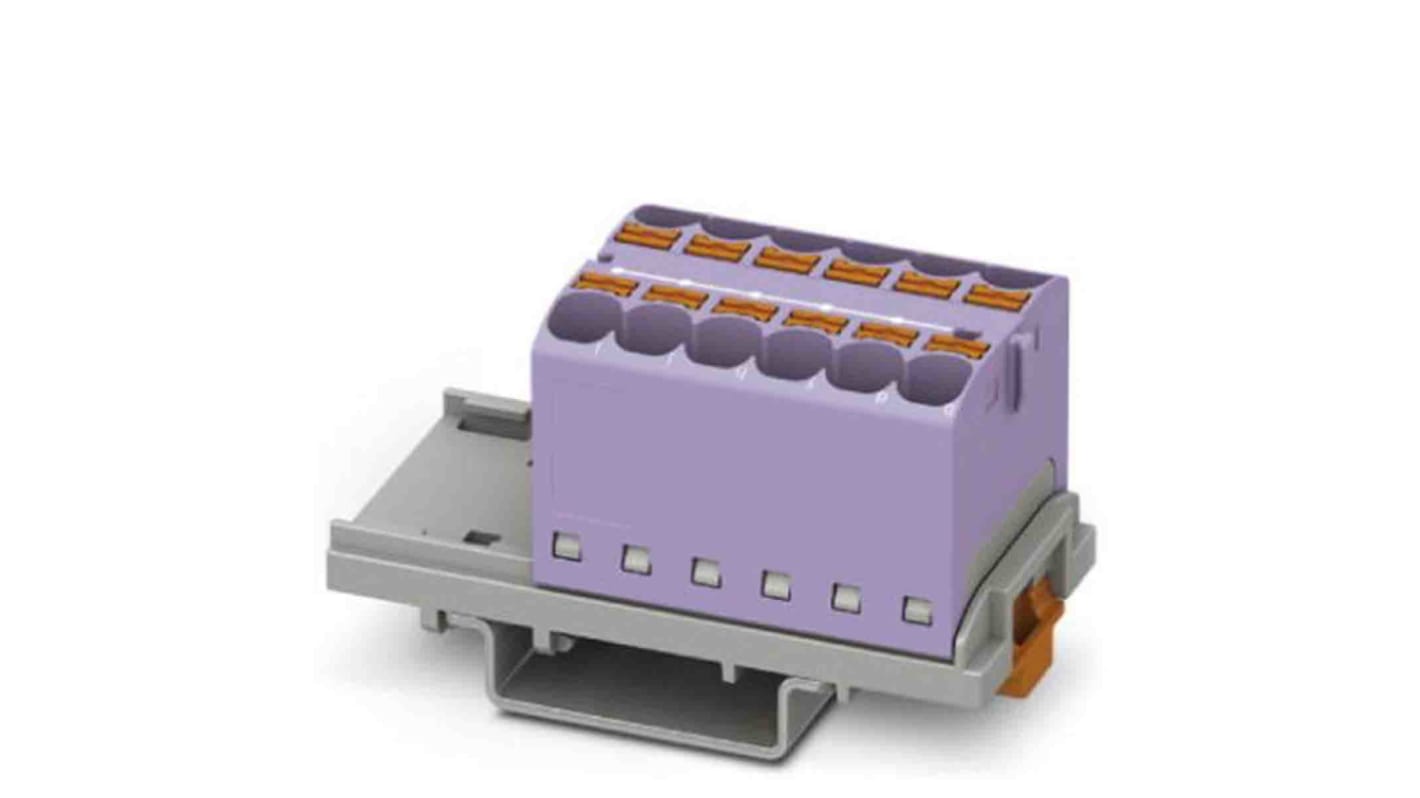 Phoenix Contact Distribution Block, 12 Way, 0.2 → 6mm², 32A, 800 V, Violet