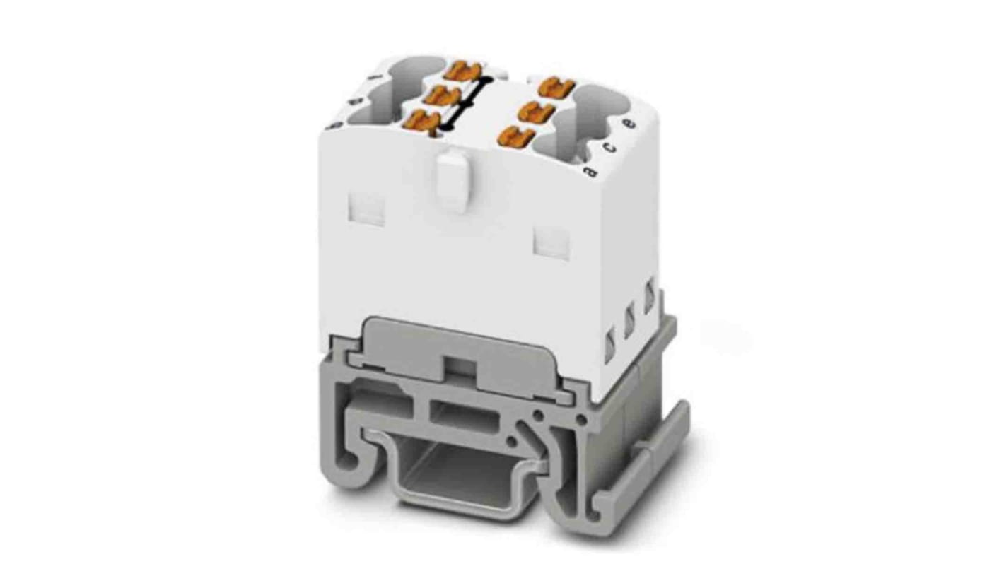 Bloque de distribución, 6 vías, 17.5A, 500 V