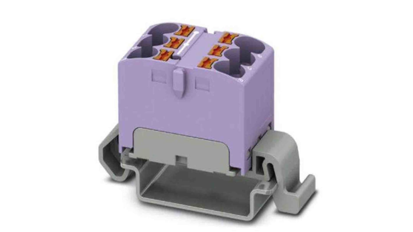 Phoenix Contact Distribution Block, 6 Way, 0.2 → 6mm², 32A, 800 V, Violet