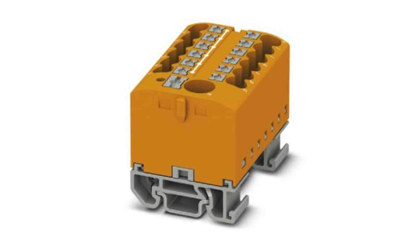 Phoenix Contact Distribution Block, 13 Way, 4mm², 24A, 690 V, Orange