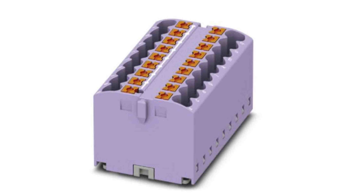 Phoenix Contact Distribution Block, 18 Way, 0.14 → 4mm², 24A, 450 V, Violet