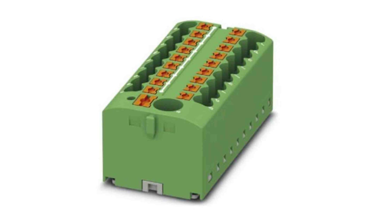 Phoenix Contact Distribution Block, 19 Way, 0.14 → 4mm², 24A, 450 V, Green