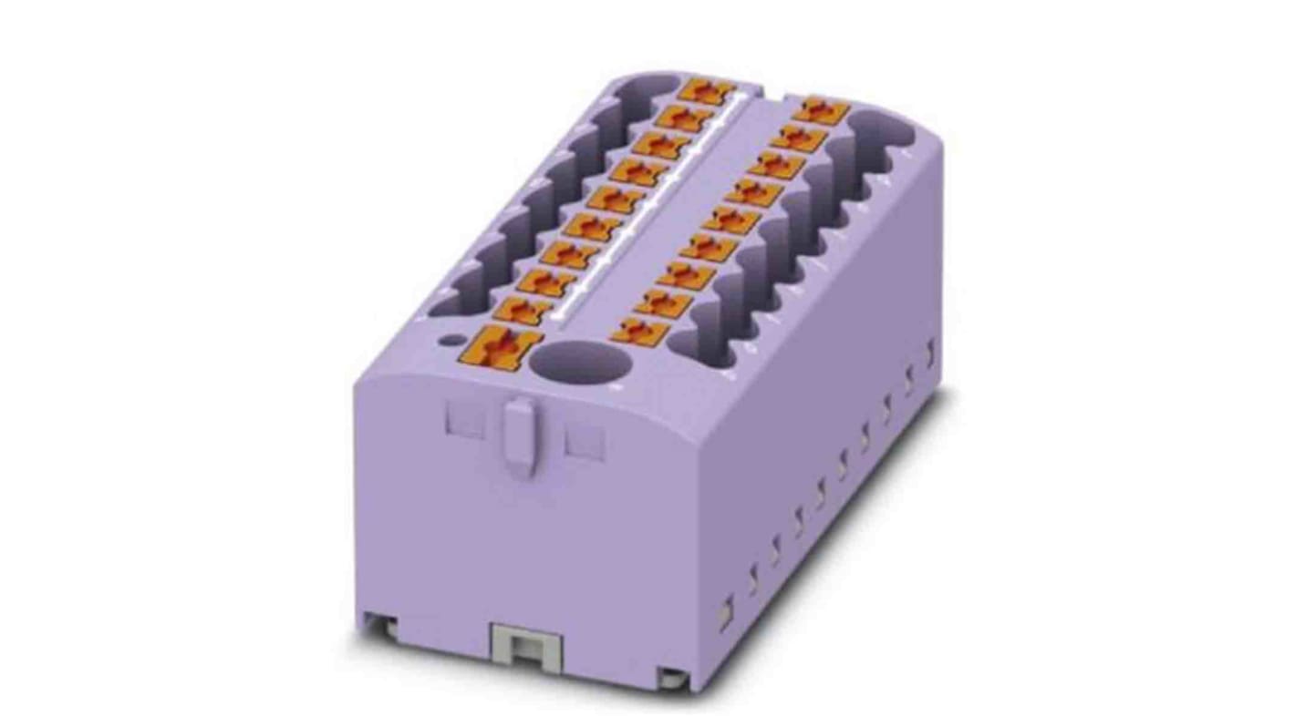 Phoenix Contact Distribution Block, 19 Way, 0.14 → 4mm², 24A, 450 V, Violet
