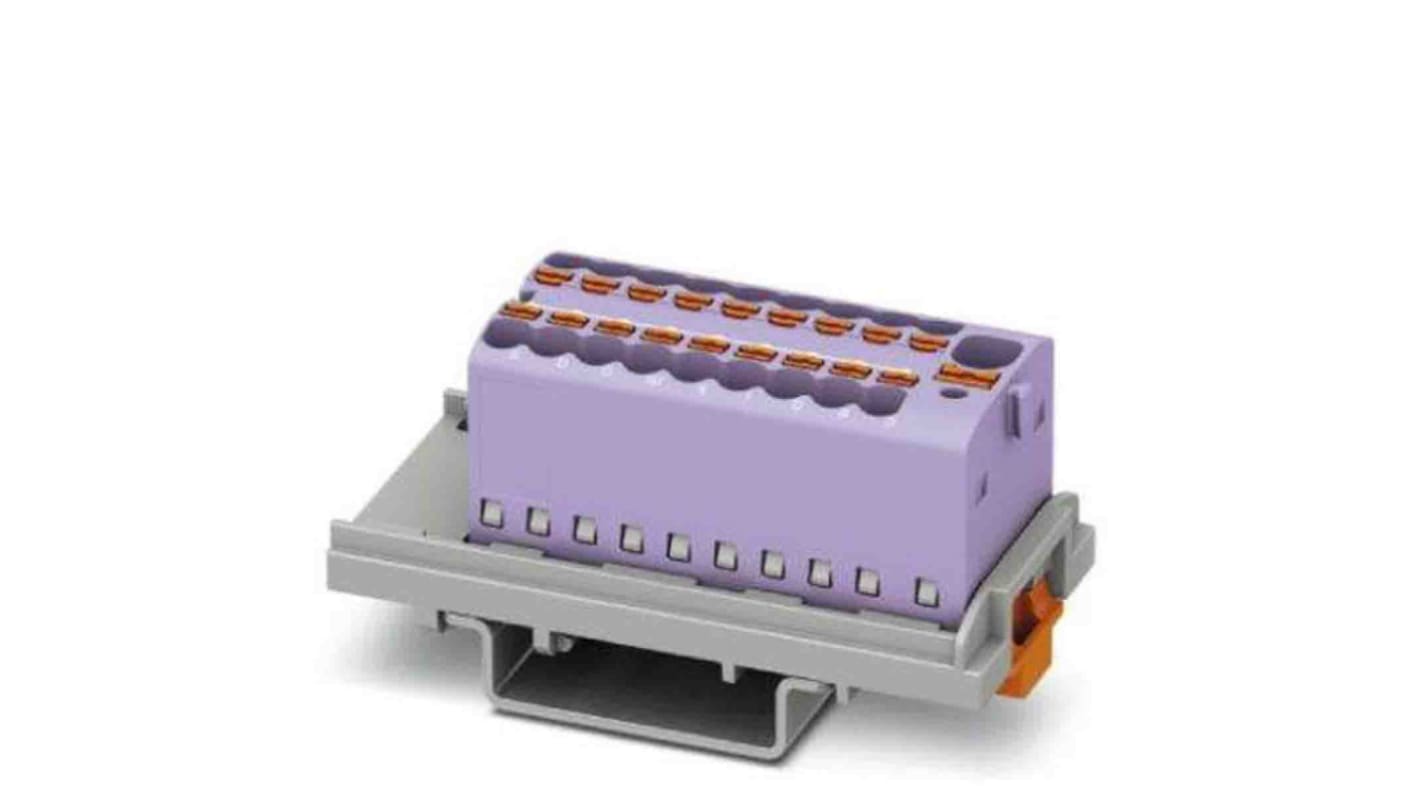 Bloque de distribución, 19 vías, 17.5A, 500 V